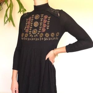 Boho Embroidered Long Sleeve Dress